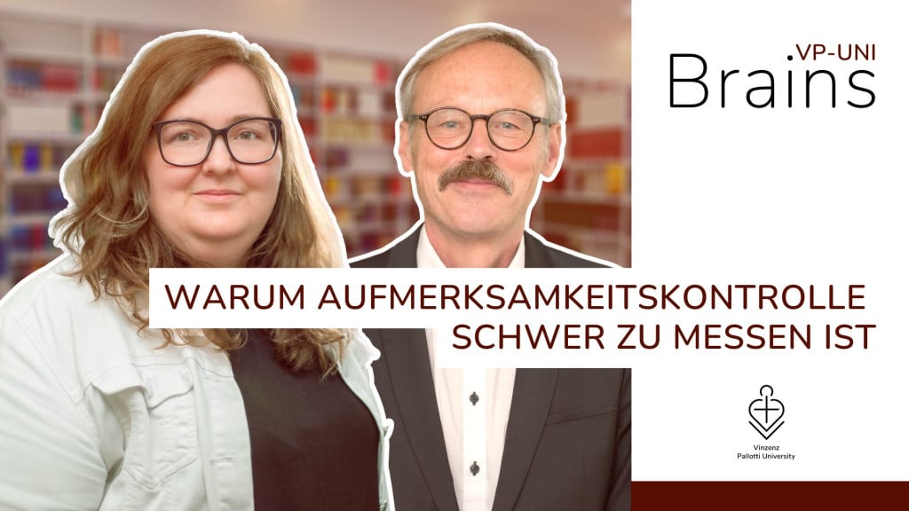 Was messen Aufgaben zur Aufmerksamkeitskontrolle eigentlich – und warum ist das komplizierter, als man denkt? In dieser Folge von VP-Uni Brains spricht Prof. Dr. Alodie Rey-Mermet mit Denise Hoffmann, Studentin der Vinzenz Pallotti University, über das Messen von Aufmerksamkeitskontrolle.
Gemeinsam werfen sie einen Blick hinter die Kulissen psychologischer Forschung.