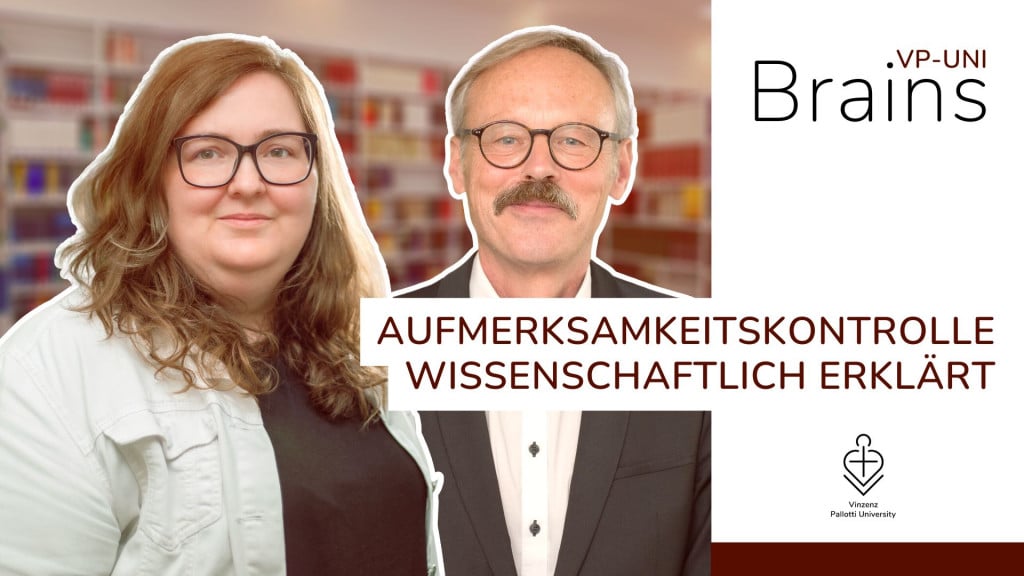 Gibt es die eine Aufmerksamkeitskontrolle – oder viele unterschiedliche Prozesse? In dieser Folge von VP-Uni Brains sprechen Prof. Dr. Alodie Rey-Mermet und Denise Hoffmann, Studentin der Vinzenz Pallotti University, über die theoretische Frage hinter Aufgaben zur Aufmerksamkeitskontrolle.